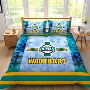 3-Piece UTVA Invels Duvet Cover Set - Vibrant Teal \u0026 Gold Bedding with Team \u0026 WAOTBART Name